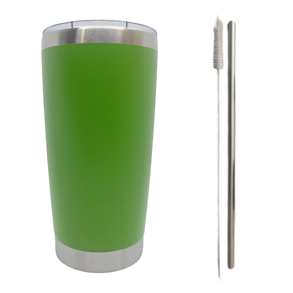 Grass Green Tumbler With Straw