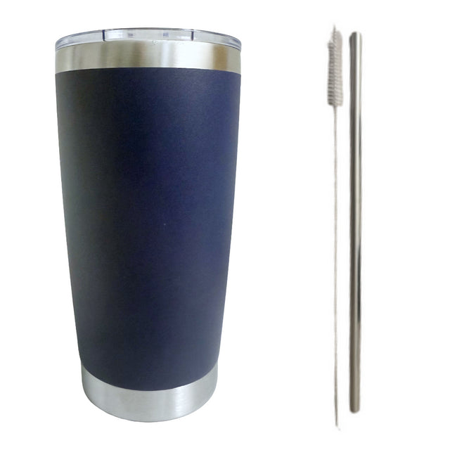 Navy Tumbler With Straw