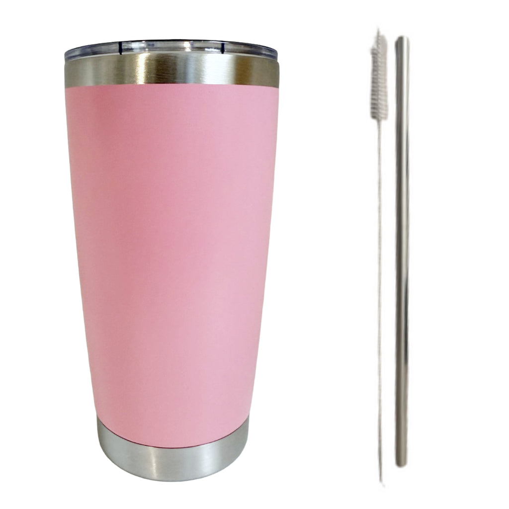 Pink Tumbler With Straw